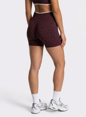 Leopard Scrunch Shorts - Merlot