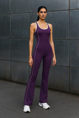 AURA – Hollow Back Yoga Jumpsuit - Dark Reddish Purple - VECTOR SPORTSWEAR
