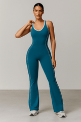 AURA – Hollow Back Yoga Jumpsuit - Deep Sea Blue - VECTOR SPORTSWEAR