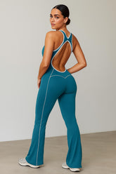 AURA – Hollow Back Yoga Jumpsuit - Deep Sea Blue - VECTOR SPORTSWEAR