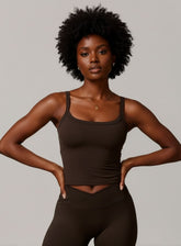 Brushed Square - Neck Tank - Brown - VECTOR SPORTSWEAR