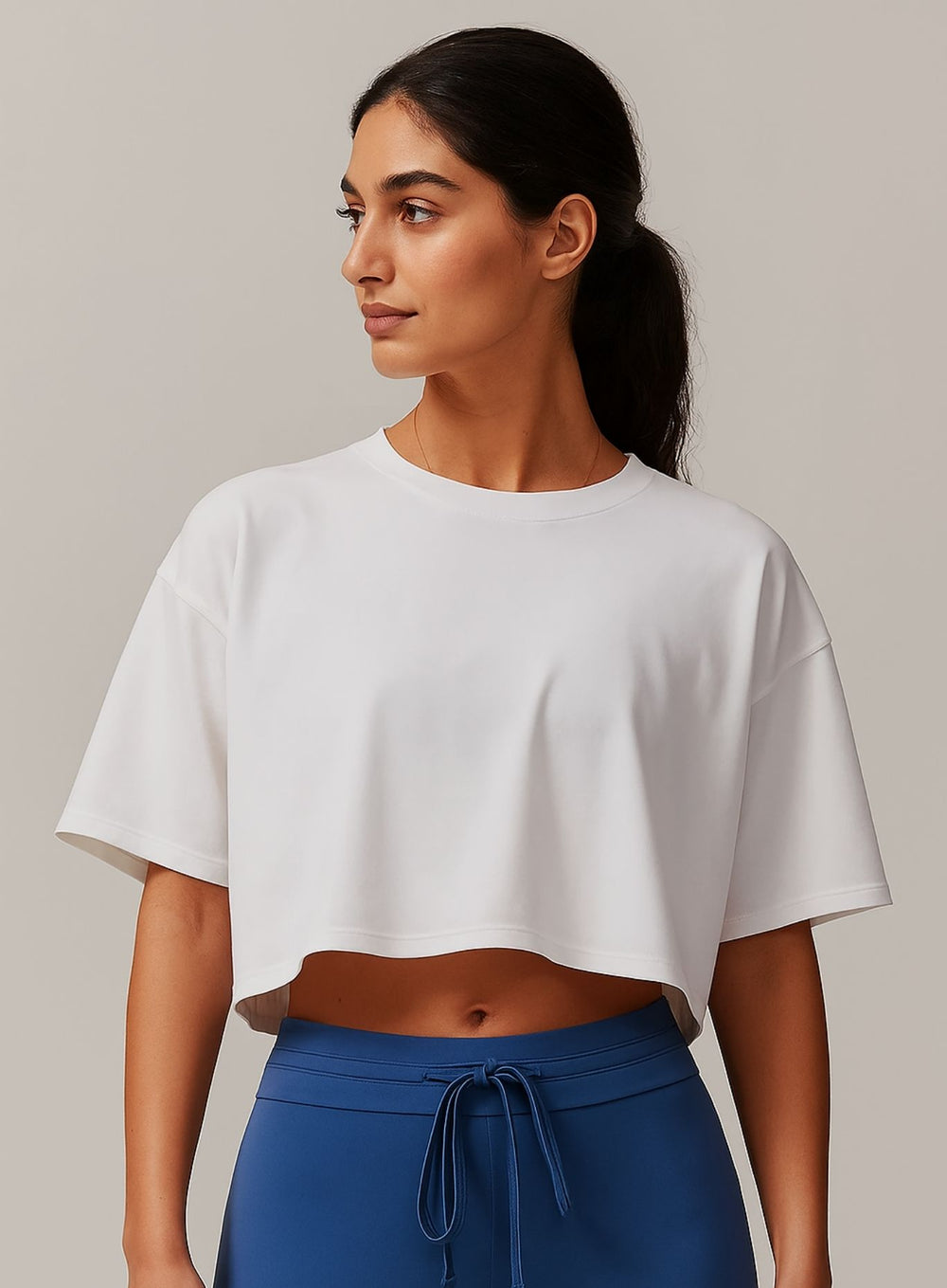 CloudFlex Brushed Crop Tee - Swan White - VECTOR SPORTSWEAR