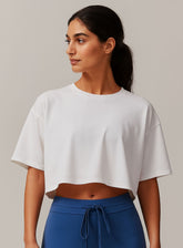 CloudFlex Brushed Crop Tee - Swan White - VECTOR SPORTSWEAR