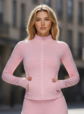 Ultra-soft seamless zip top for women — brushed finish, sculpted fit, quick-dry & 4-way stretch. Ideal for training, yoga, and athleisure.| Vectorsportswear