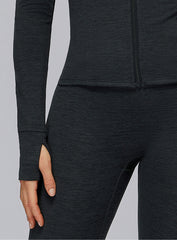 Women’s seamless brushed zip jacket with cloud-soft comfort, moisture-wicking fabric & contour fit. Perfect for gym & daily active lifestyle. Vectorsportswear