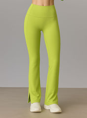 FlowRise - Split Flare Leggings - Fluorescent Green - VECTOR SPORTSWEAR