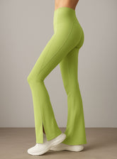 FlowRise - Split Flare Leggings - Fluorescent Green - VECTOR SPORTSWEAR