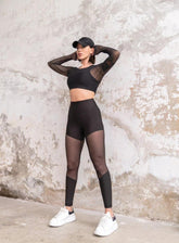 HESTIA - Tulle Fusion Legging - Black - VECTOR SPORTSWEAR