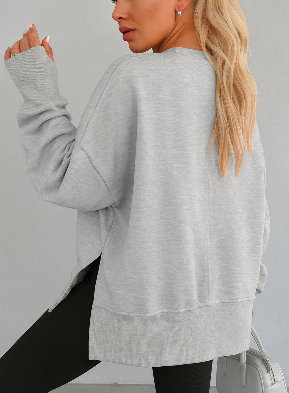 Oversized Round Neck Pullover - Gray - VECTOR SPORTSWEAR