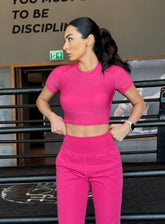 SKADI - Short Sleeves Crop Top - Pink - VECTOR SPORTSWEAR