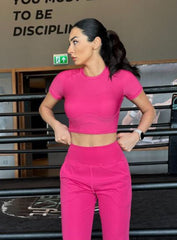 SKADI - Short Sleeves Crop Top - Pink - VECTOR SPORTSWEAR