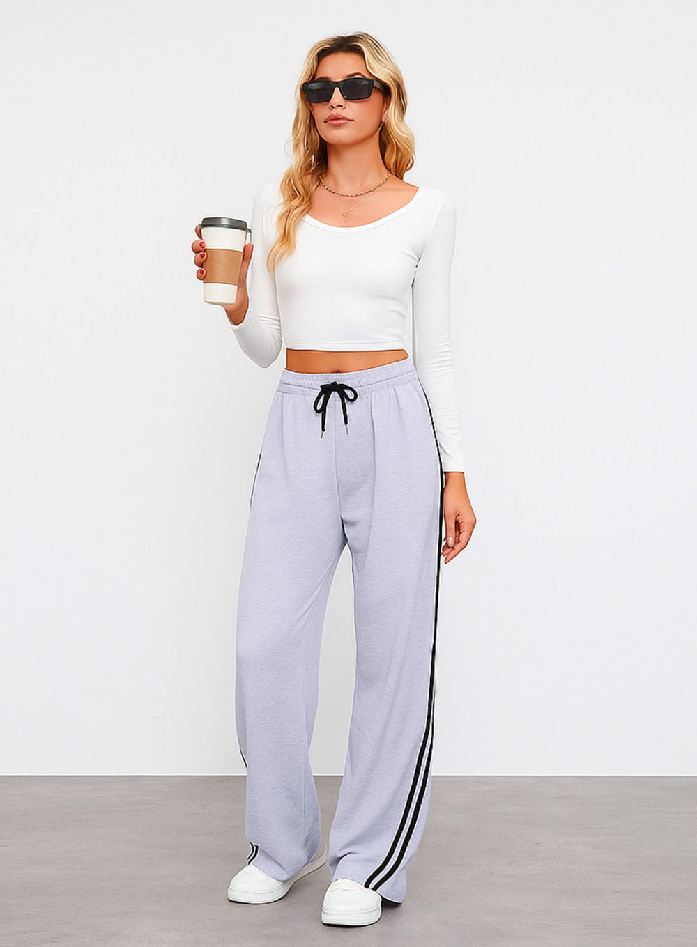 Streetwear Wide Leg Sweatpants - Light Grey - VECTOR SPORTSWEAR