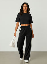 ComfiCore - Wide Leg Lounge Pant - Black - VECTOR SPORTSWEAR