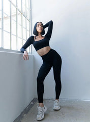 VESTA - HYDRAFIT RIBBED SEAMLESS LONG SLEEVES - BLACK - VECTOR SPORTSWEAR