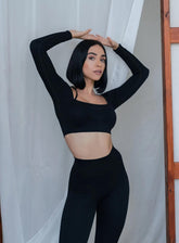 VESTA - HYDRAFIT RIBBED SEAMLESS LONG SLEEVES - BLACK - VECTOR SPORTSWEAR