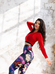 ARTEMES - LACY LONG SLEEVES + SPORTS BRA - RED - VECTOR SPORTSWEAR