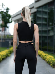 FREYA - SLEEVELESS CROP TOP - BLACK - VECTOR SPORTSWEAR