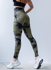 GEFION - SEAMLESS PUSH UP TIE DYE - FULL SET - LEGGING + BRA - PATTERNED - VECTOR SPORTSWEAR