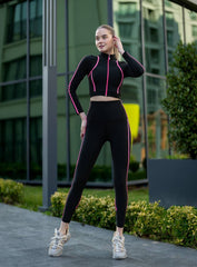 THRUD - FORM - FITTING LEGGING - BLACK AND PINK - VECTOR SPORTSWEAR