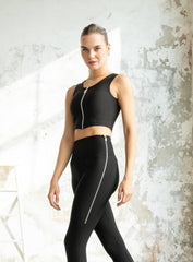 THRUD - ZIPFIT ACTIVE SLEEVELESS CROP TOP - BLACK - VECTOR SPORTSWEAR