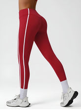 PowerFlex Sculpt Stripe Leggings - Ruby Red - VECTOR SPORTSWEAR