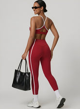 PowerFlex Sculpt Stripe Leggings - Ruby Red - VECTOR SPORTSWEAR