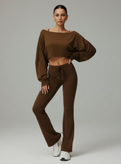 Batwing Long Sleeve Top - Brown - VECTOR SPORTSWEAR
