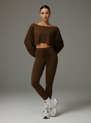 Batwing Long Sleeve Top - Brown - VECTOR SPORTSWEAR