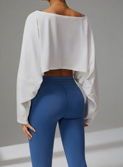 Batwing Long Sleeve Top - White - VECTOR SPORTSWEAR