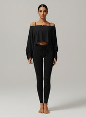 Batwing Long Sleeve Top - Black - VECTOR SPORTSWEAR