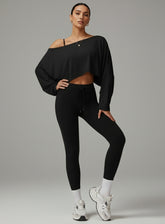 Batwing Long Sleeve Top - Black - VECTOR SPORTSWEAR