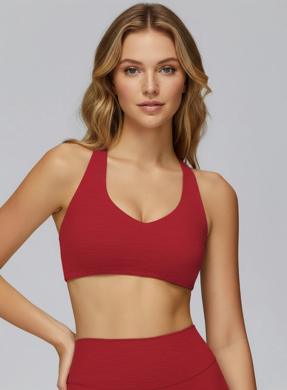 Model wearing CloudSense Brushed Seamless Bra with high support and sculpt fit for training | Vectorsportswear