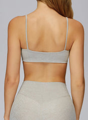 CloudSense Brushed Sports Bra in Light Brown by Vectorsportswear – soft-touch fabric with medium support and racerback design.