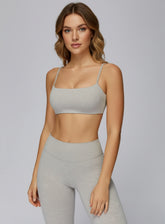 CloudSense Brushed Sports Bra in Light Brown by Vectorsportswear – soft-touch fabric with medium support and racerback design.