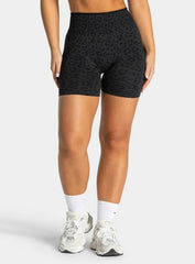 Leopard Scrunch Shorts - Black