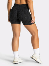 Leopard Scrunch Shorts - Black