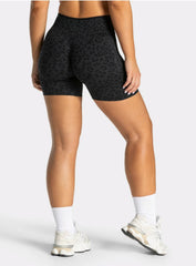 Leopard Scrunch Shorts - Black