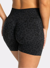 Leopard Scrunch Shorts - Black