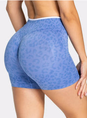 Leopard Scrunch Shorts - Blue