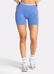 Leopard Scrunch Shorts - Blue
