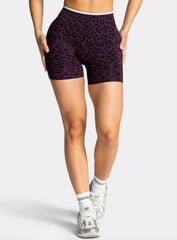 Leopard Scrunch Shorts - Dark Purple