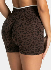 Leopard Scrunch Shorts - Espresso