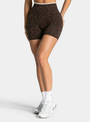 Leopard Scrunch Shorts - Espresso