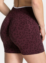 Leopard Scrunch Shorts - Merlot