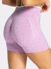 Leopard Scrunch Shorts - Orchid