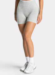 Leopard Scrunch Shorts - Silver Gray