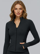 Women’s seamless brushed zip jacket with cloud-soft comfort, moisture-wicking fabric & contour fit. Perfect for gym & daily active lifestyle. Vectorsportswear