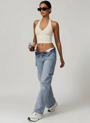 Vector Sportswear Essential Crop Top – Beige, sleek V-neck activewear top designed for comfort, style, and movement.
