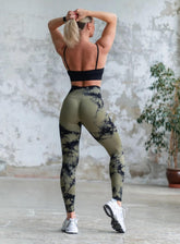 GEFION - SEAMLESS PUSH UP TIE DYE - FULL SET - LEGGING + BRA - PATTERNED - VECTOR SPORTSWEAR