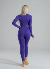 HERA - HYDRAFIT SEAMLESS PUSH UP LEGGING + LONG SLEEVES - FULL SET - PURPLE - VECTOR SPORTSWEAR